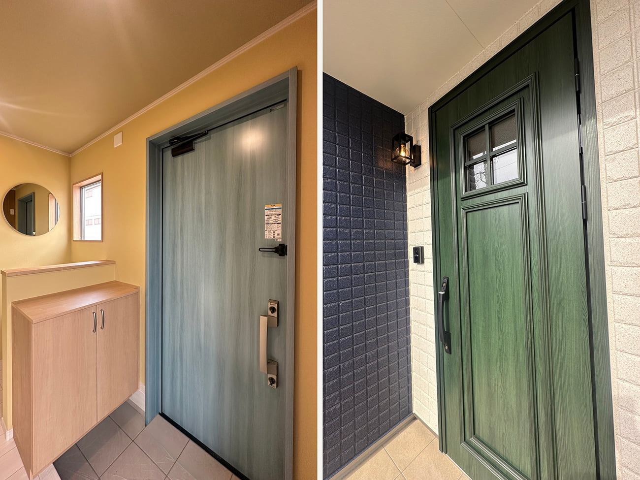 プライベートとお店を分ける外観と2つの玄関